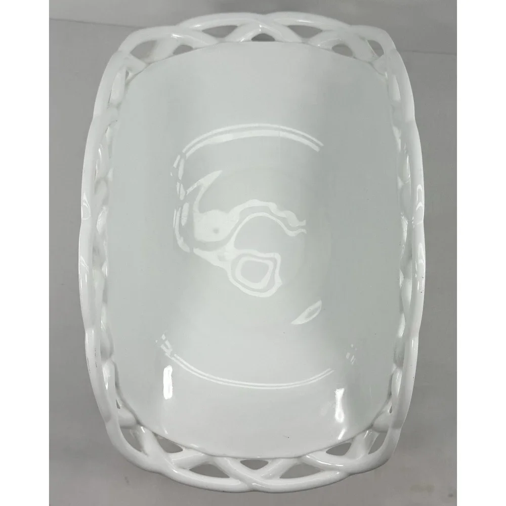 Vintage Colony Milk Glass Open Lace Pedestal Compote Fruit Bowl‎ 13.75